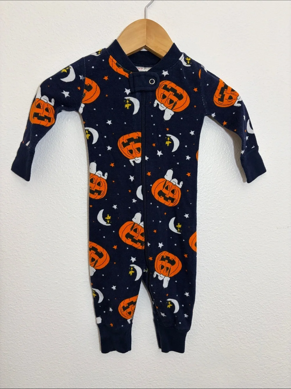 Hanna Andersson Navy Snoopy Peanuts Pumpkins Organic Cotton One Piece Pajamas